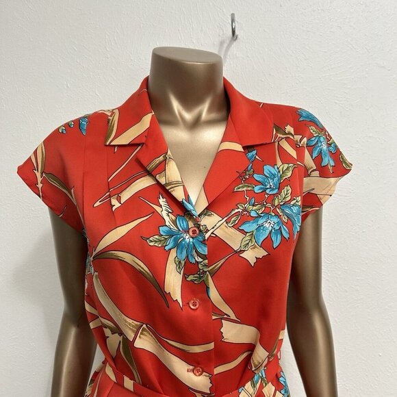 VTG 70s Nani Of Hawaii Sleeveless Belted Top Blouse Button Up Size M - Picture 3 of 11